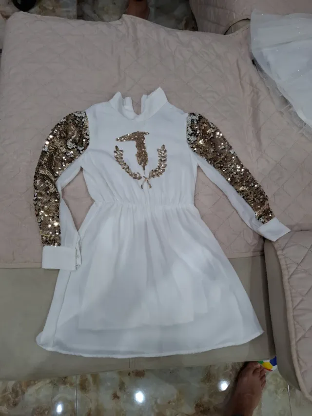 Abito Trussardi bianco con paillettes