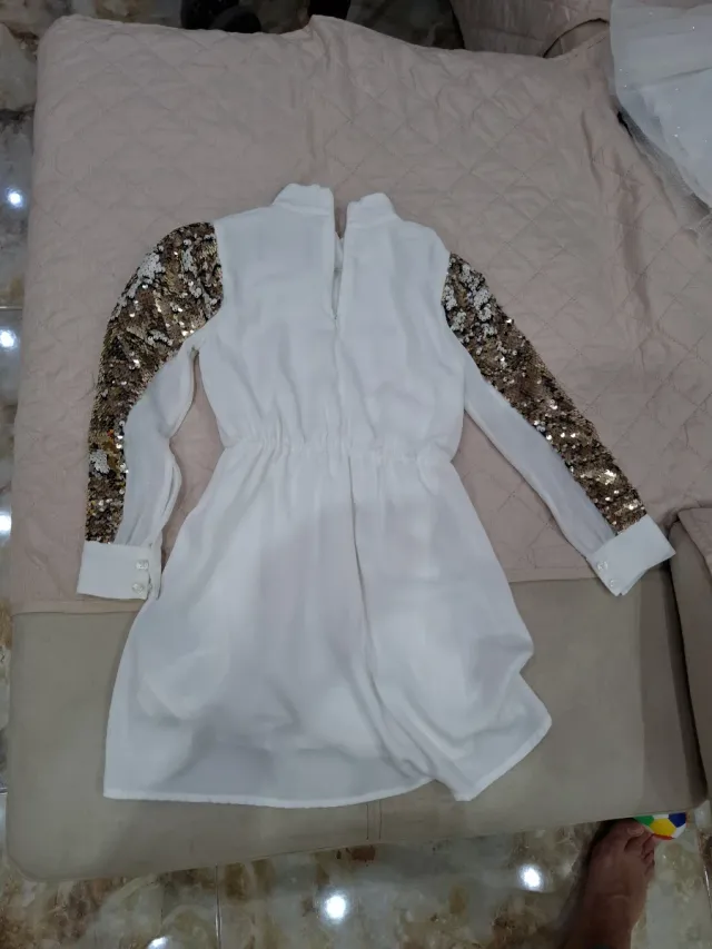 Abito Trussardi bianco con paillettes