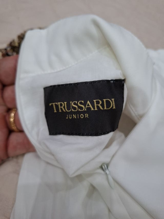 Abito Trussardi bianco con paillettes