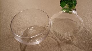 Contenitore vetro con manico foglia verde diametro