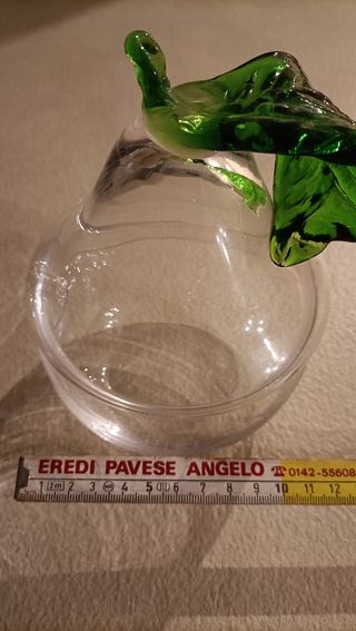 Contenitore vetro con manico foglia verde diametro