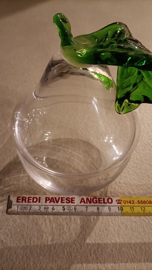 Contenitore vetro con manico foglia verde diametro