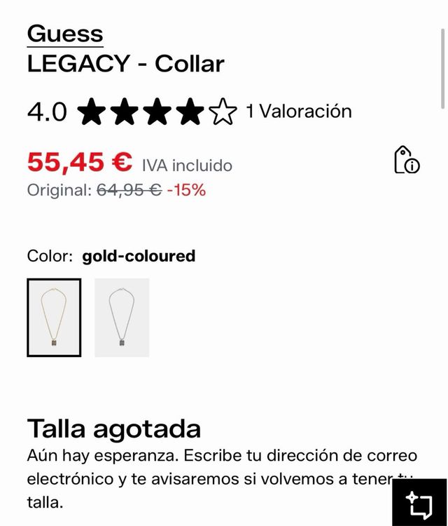 Cadena Guess dorada para hombre