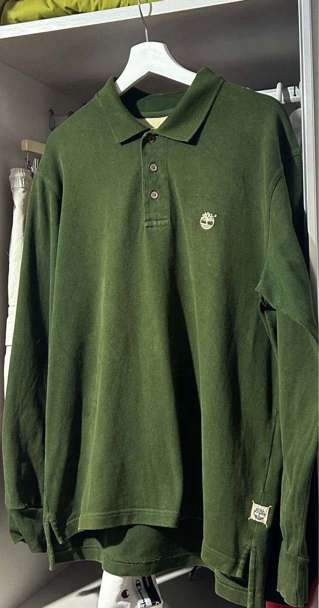 Polo Manga Larga Algodón Timberland Verde
