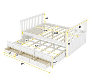 Cama nido 140x200 + 90x190 con almacenaje