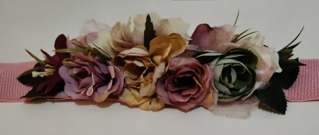 Cinturón elástico rosa con flores