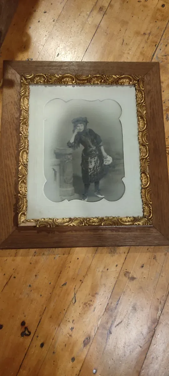 Antigua fotografía S. XIX mujer enmarcada cuadro 