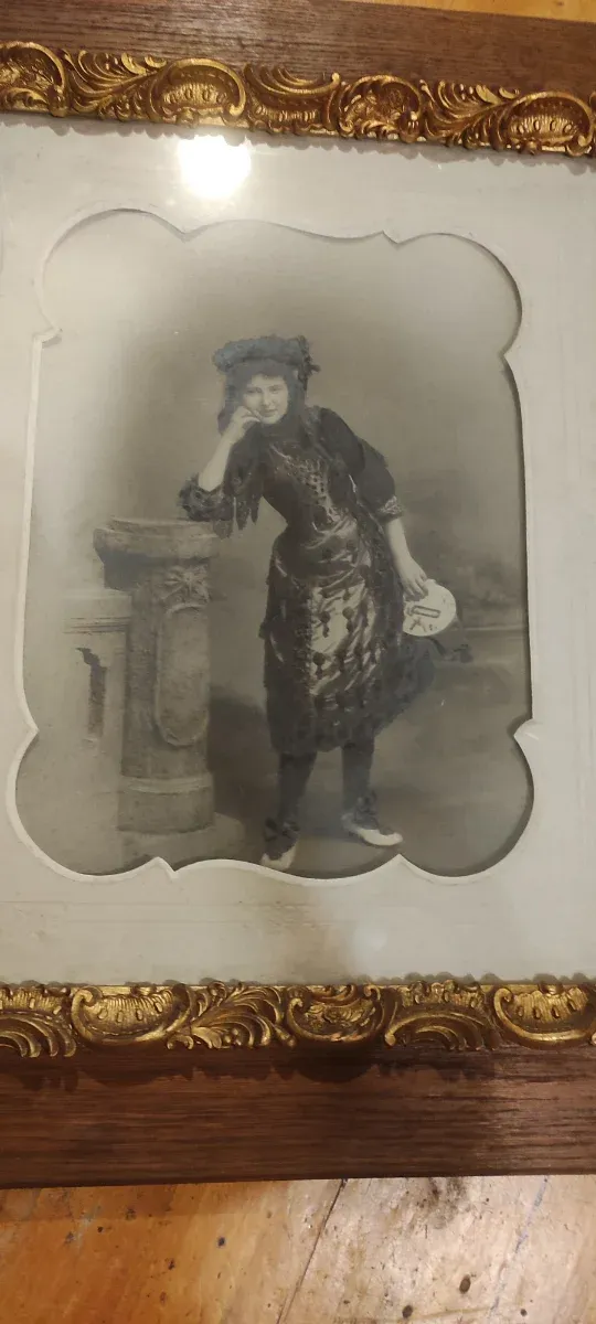 Antigua fotografía S. XIX mujer enmarcada cuadro 