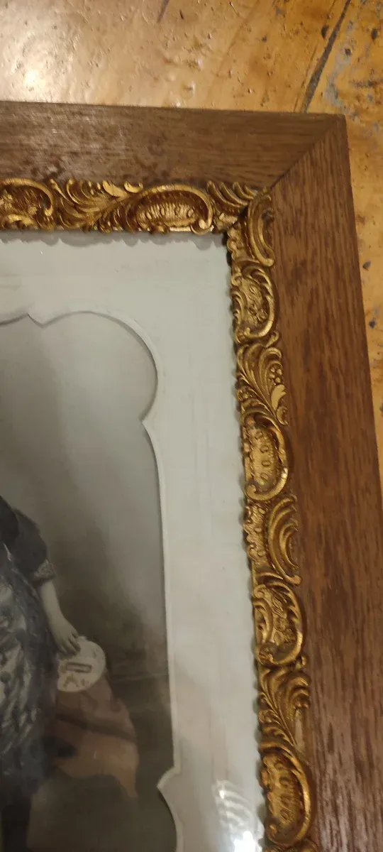 Antigua fotografía S. XIX mujer enmarcada cuadro 