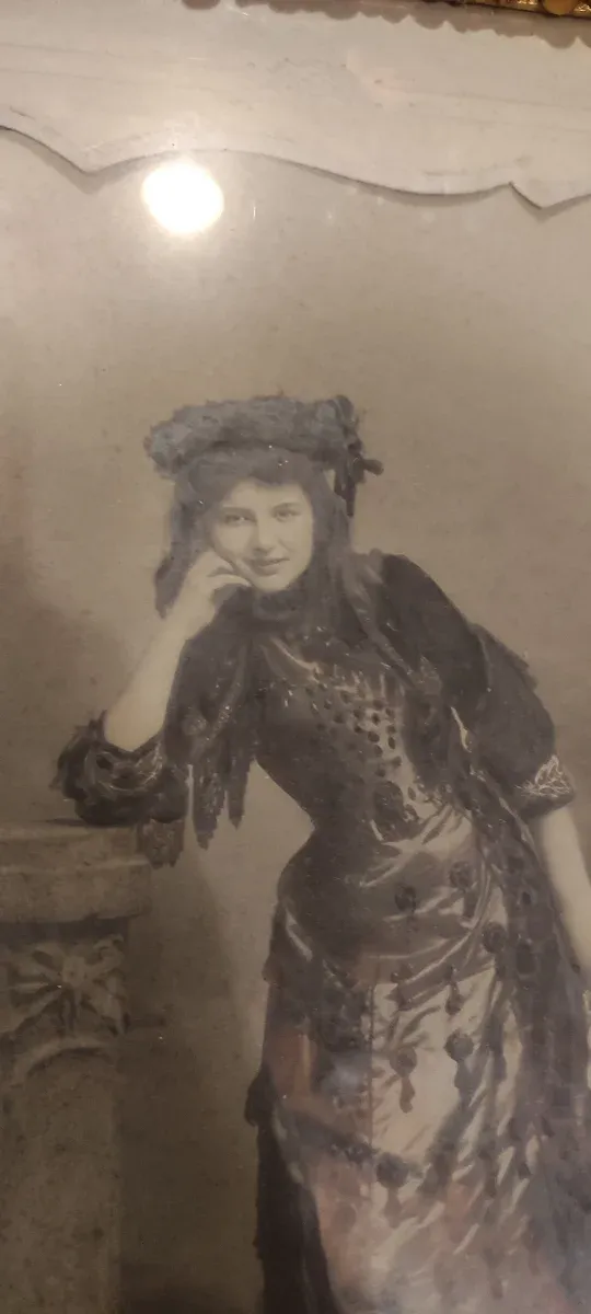 Antigua fotografía S. XIX mujer enmarcada cuadro 