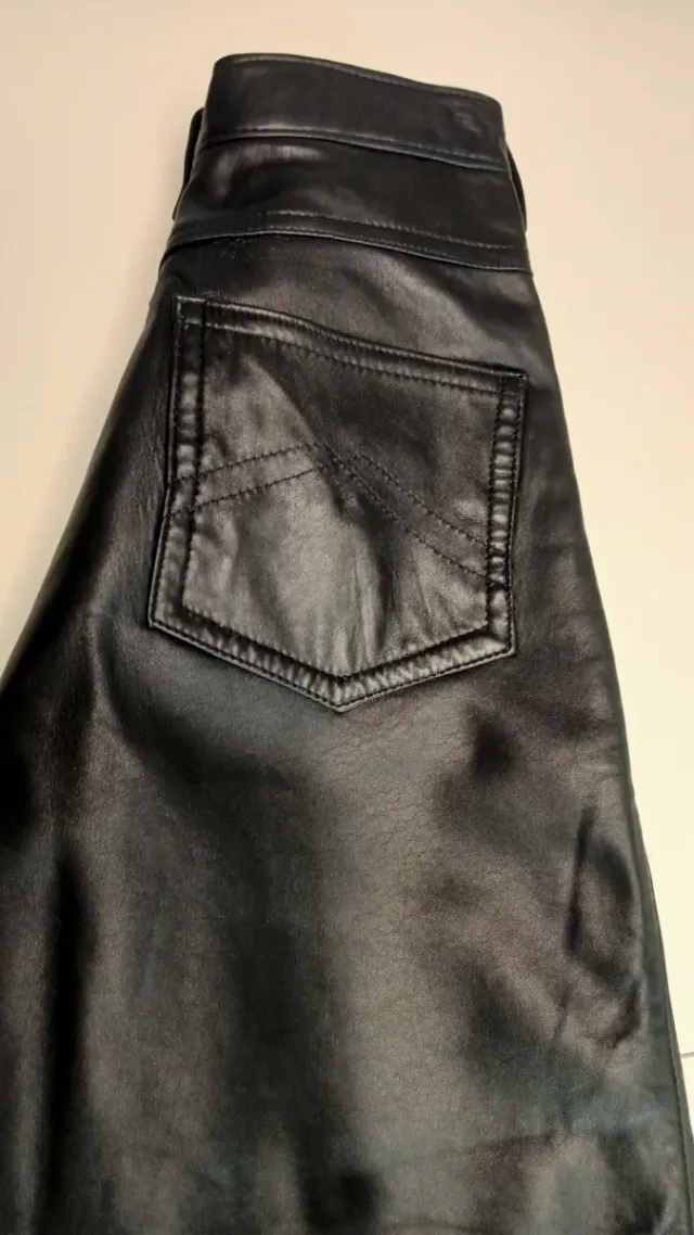 Pantalón Piel Mujer Talla 38 Negro