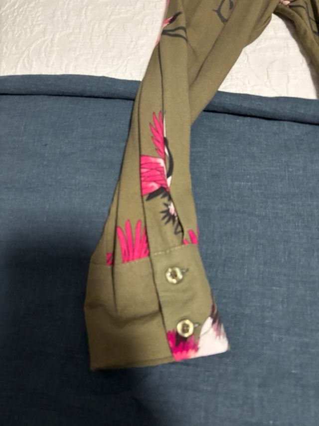 Vestido camisero estampado pájaros