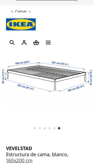 Estructura Cama IKEA VEVELSTAD 160x200. No envíos