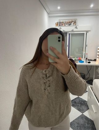 Jersey Zara beige con cordones