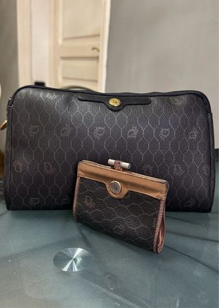 DIOR CLUTCH BOLSO MANO VINTAGE MONOGRAMA MARRÓN