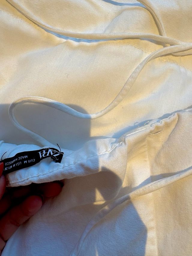 Vestido Zara blanco espalda cruzada T.S
