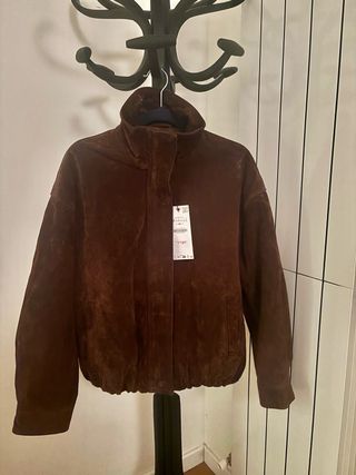 Bomber de piel Zara marrón