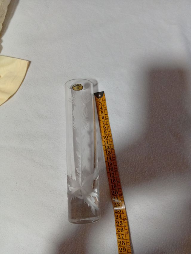 Jarrón Bohemia Cristal Tallado Mano