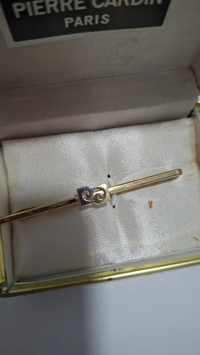 Alfiler de corbata dorado y plateado