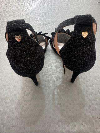 Sandalo donna nero glitter oro