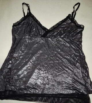 Top Lurex Mala Mujer Negro Plateado Talla Única