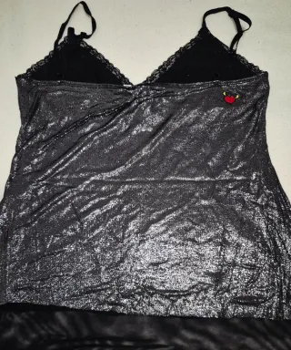 Top Lurex Mala Mujer Negro Plateado Talla Única