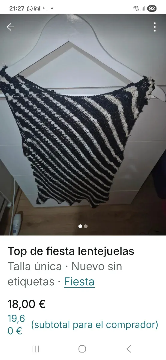Top fiesta lentejuelas talla única