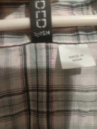 Camisa H&M cuadros rosa y gris muy claro Talla XS