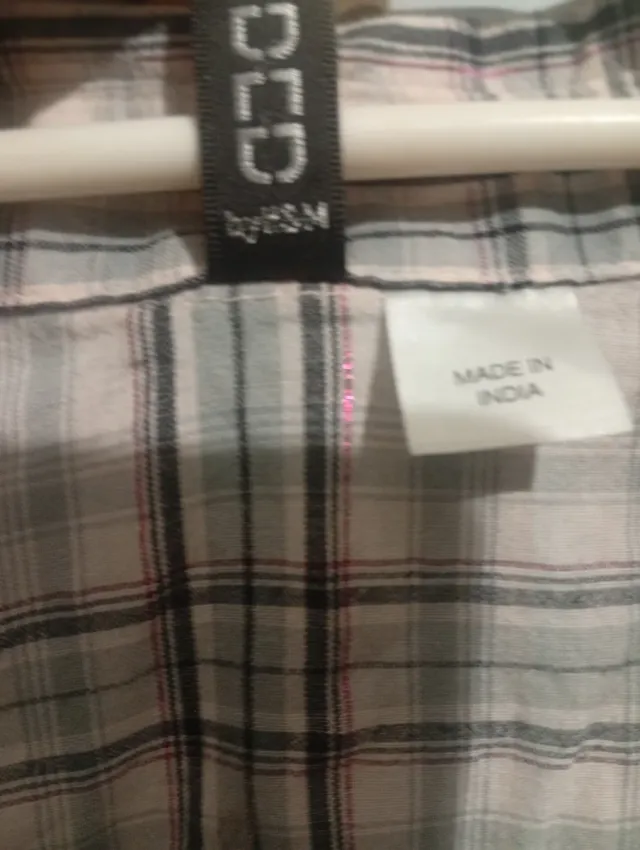 Camisa H&M cuadros rosa y gris muy claro Talla XS