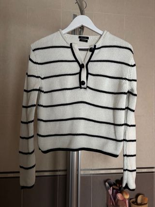 Jersey Massimo Dutti Rayas Blanco y Negro