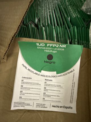 1200 Mascarillas FFP2 NR Hidrófuga Negro