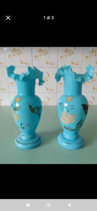 Coppia vasi Liberty vetro opale