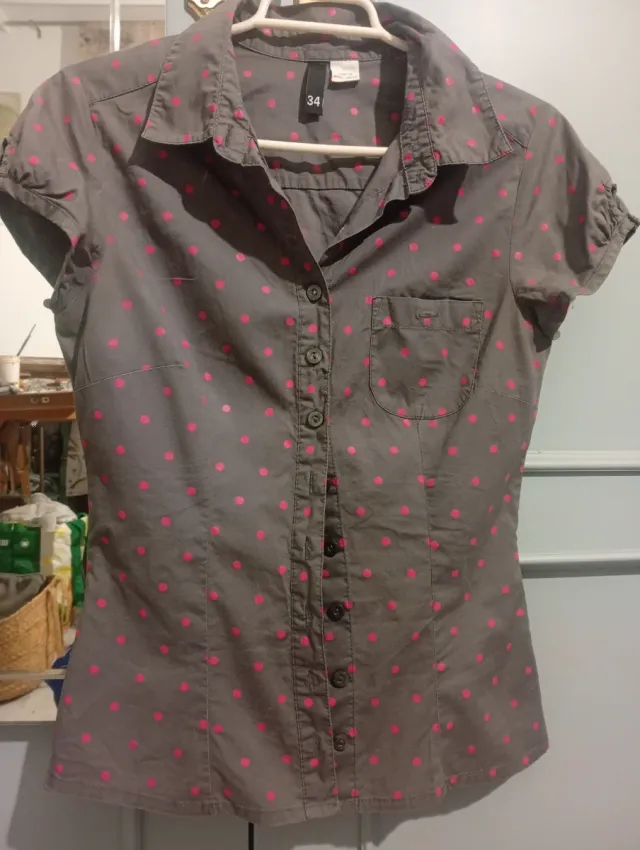 Camisa H&M Lunares Rosa Talla 34