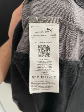 Sudadera Puma Negra y Gris Talla S