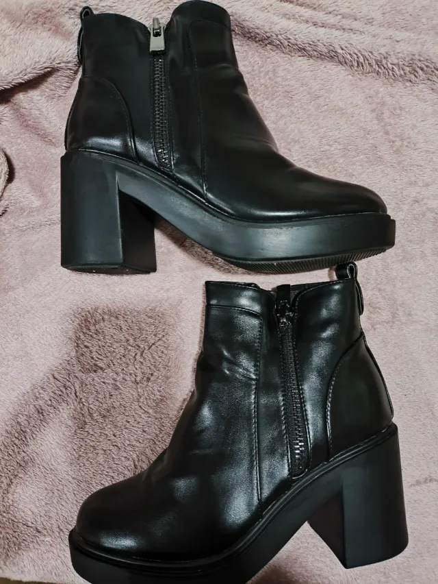 Botín plataforma tacón alto negro talla 40