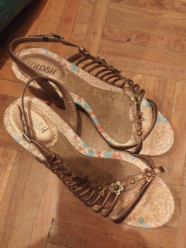 Sandalias Kolosh Talla 37 Doradas Flores