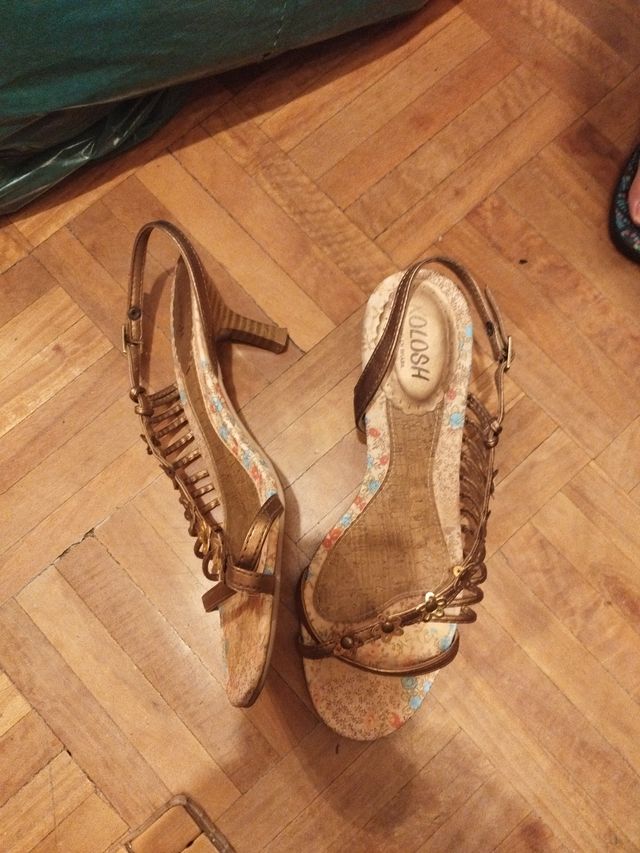 Sandalias Kolosh Talla 37 Doradas Flores
