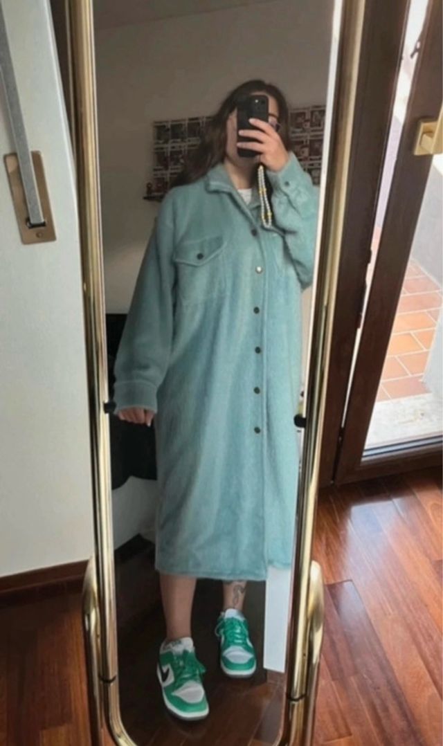Cappotto oversize verde acqua