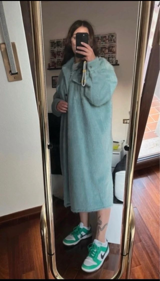 Cappotto oversize verde acqua