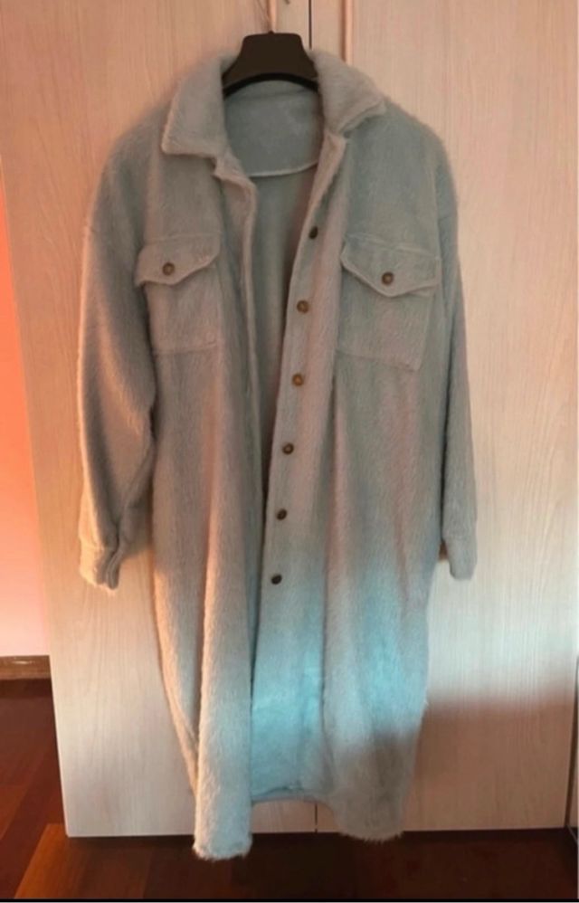 Cappotto oversize verde acqua