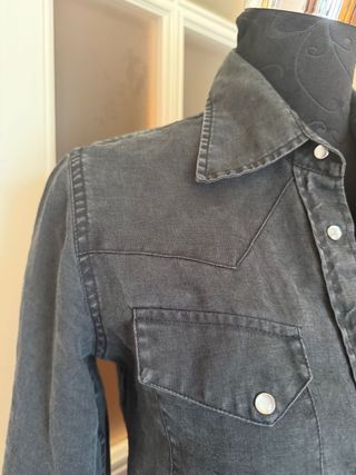 Camicia Texana Lino/Denim Grigia