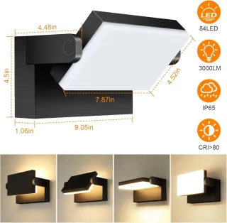 Set 4 Applique LED Esterno/Interno  Nero 40W