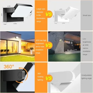 Set 4 Applique LED Esterno/Interno  Nero 40W