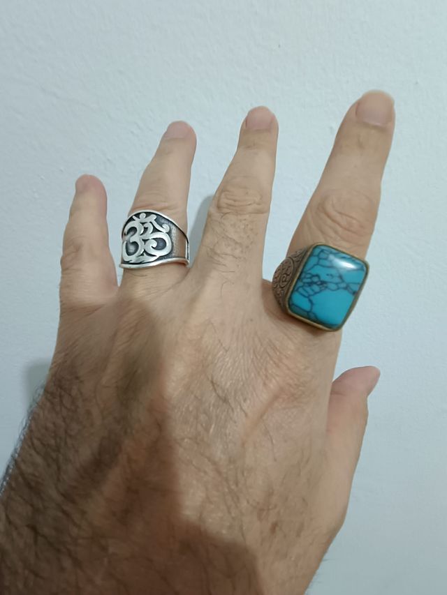 Anillo Turco de Plata con Turquesa. Talla Grande