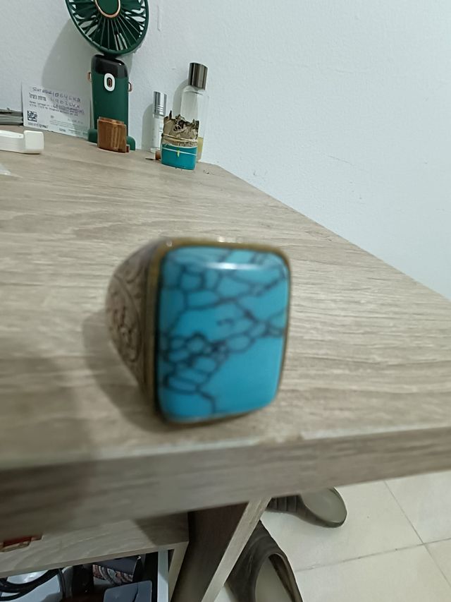 Anillo Turco de Plata con Turquesa. Talla Grande