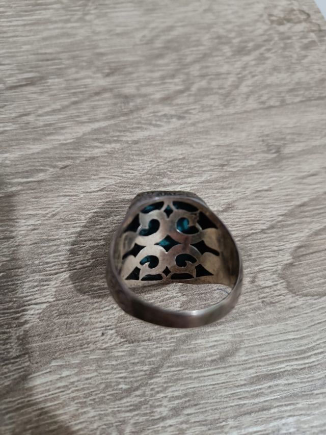 Anillo Turco de Plata con Turquesa. Talla Grande