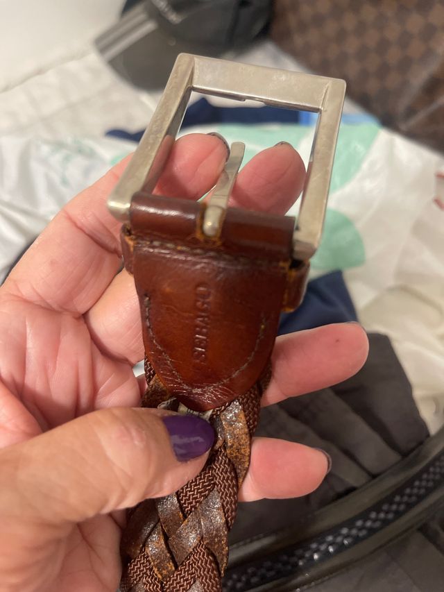 Cinturón de piel trenzada marrón