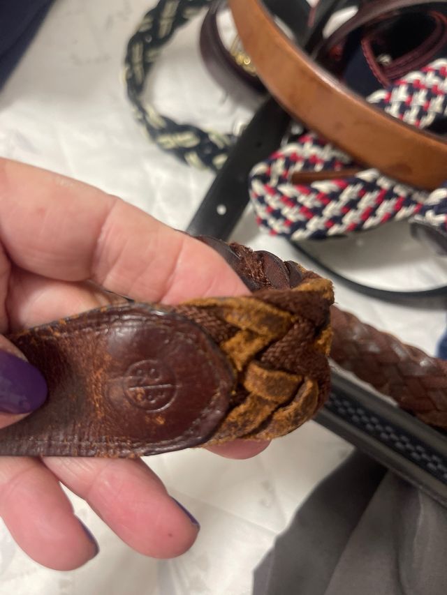 Cinturón de piel trenzada marrón