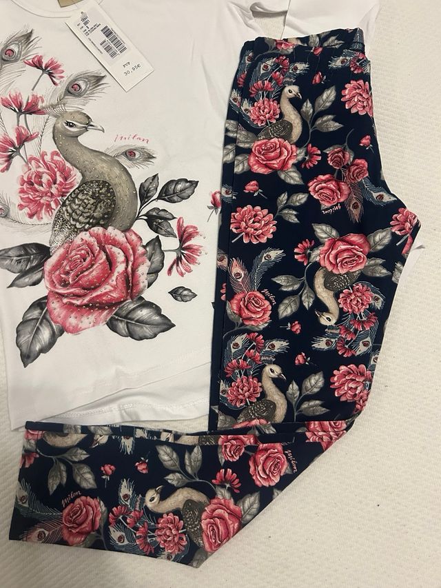 Set t-shirt e leggings da bambina in cotone