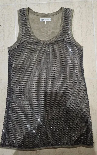 Vestido Zara plateado. Talla S. Sin estrenar